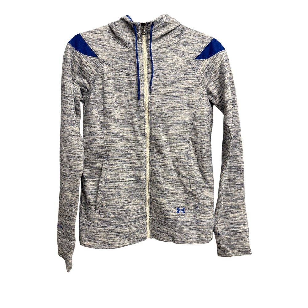 Under Armour Women XS ColdGear Storm Full Zip Hoodie Gray Blue Space Dye 1239250